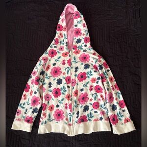 Touched by Nature Girls' Hooded Floral Zip Jacket - Pink & Cream Size 4T